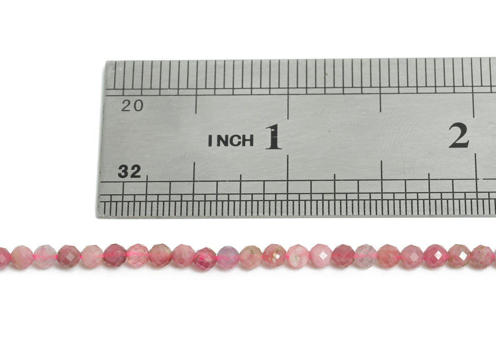3mm Powder Tourmaline Beads - Faceted Round Natural Stone 15.5 inch /Strand - Handmade Gemstone Beads - Artisan Bead - Jewelry DIY - NS2506 - DOMEDBAZAAR