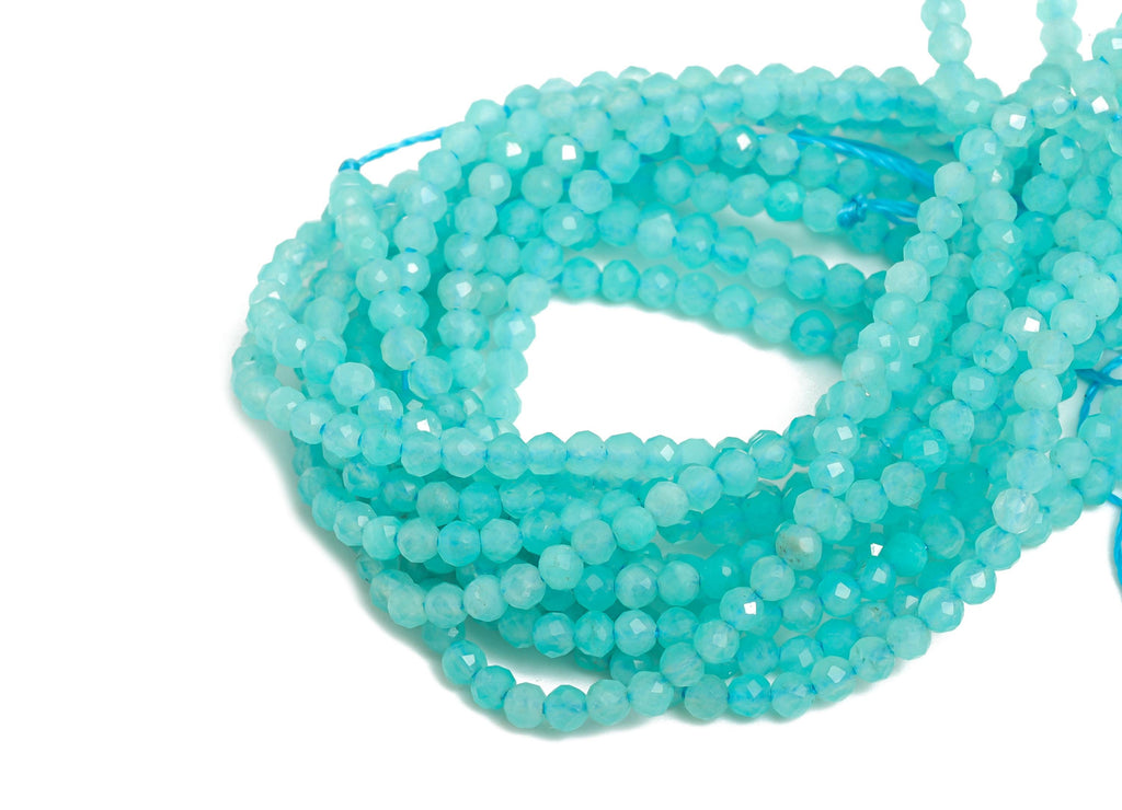 2mm Amazonite Natural Stone Beads - Faceted Round Amazonite 15.5 inch /Strand - High-Quality Gemstone Beads - Crystal Healing Beads - NS2447 - DOMEDBAZAAR