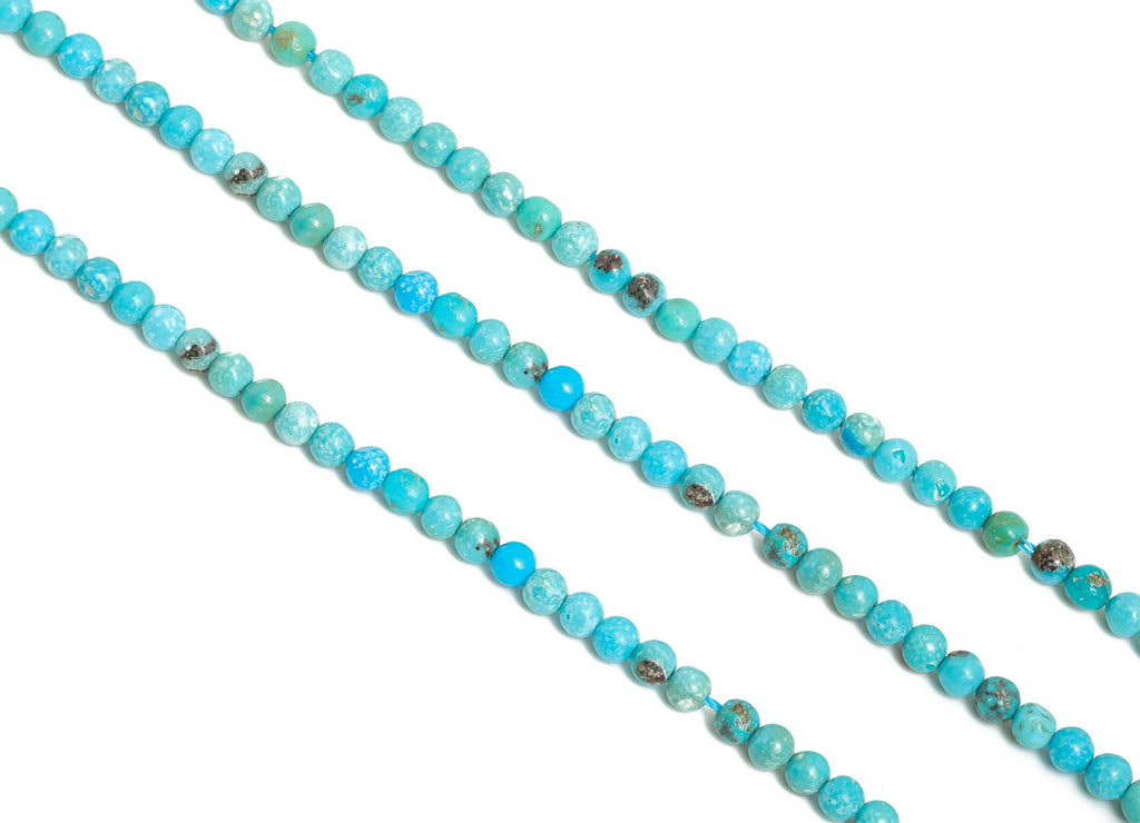3mm Turquoise Natural Stone Beads - Smooth Round Turquoise 15.5 inch /Strand - Handmade Gemstone Jewelry - DIY Crafting Beads - NS2955 - DOMEDBAZAAR