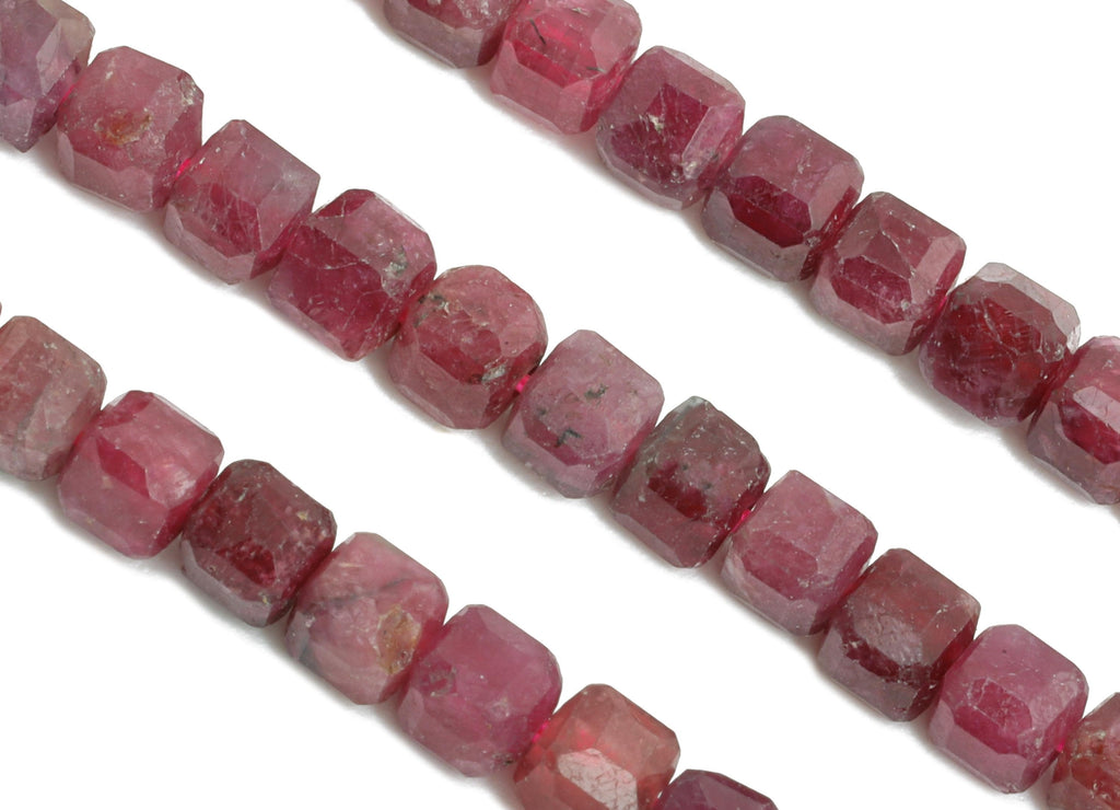 3mm Red Tourmaline Natural Stone Bead - Faceted Cube Red Tourmaline Stone 15.5 inch /Strand - Handmade Gemstone Bead - Healing Bead - NS2501 - DOMEDBAZAAR