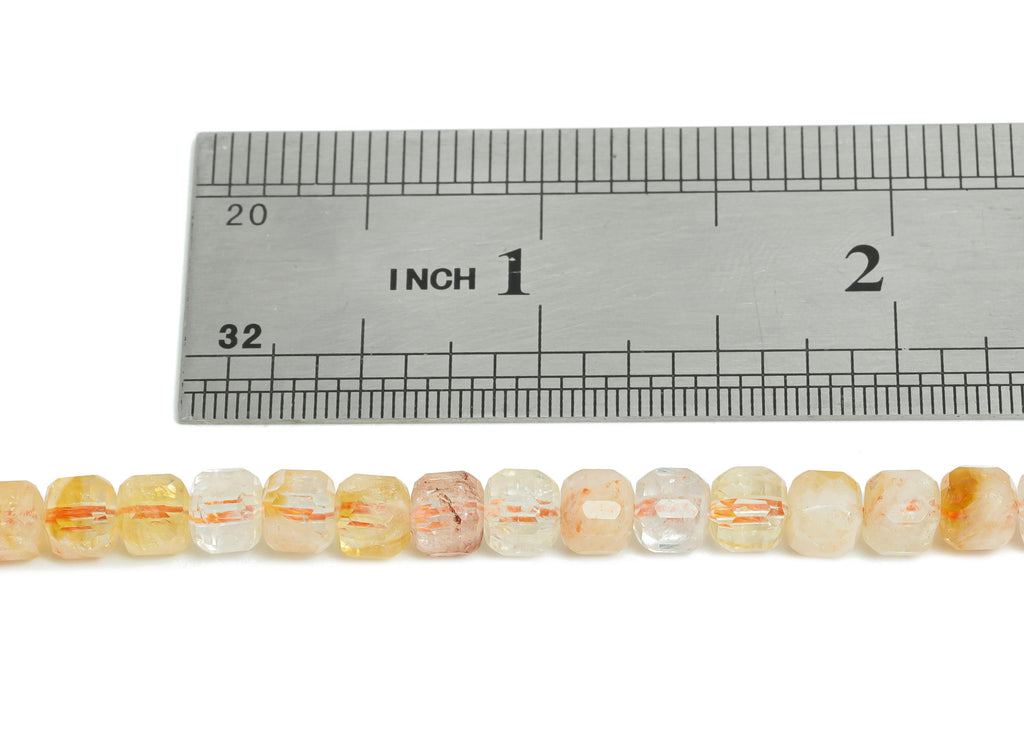 5mm Citrine Natural Stone Beads - Faceted Cube Citrine 15.5 inch /Strand - Handmade Gemstone Beads - Artisan Bead - Jewelry Making - NS2509 - DOMEDBAZAAR