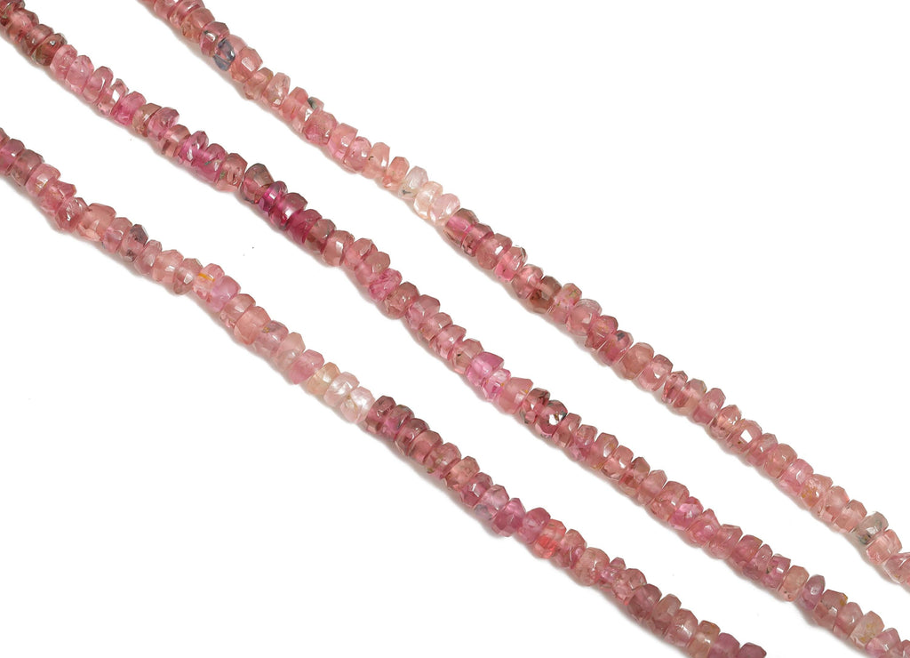 3x2mm Tourmaline Natural Stone Beads - Round Rondella Pink Nugget 15.5 inch /Strand - High-Quality Stone Bead - Crafting Jewelry - NS2690 - DOMEDBAZAAR