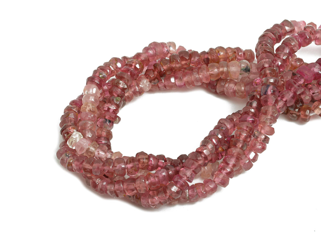 3x2mm Tourmaline Natural Stone Beads - Round Rondella Pink Nugget 15.5 inch /Strand - High-Quality Stone Bead - Crafting Jewelry - NS2690 - DOMEDBAZAAR