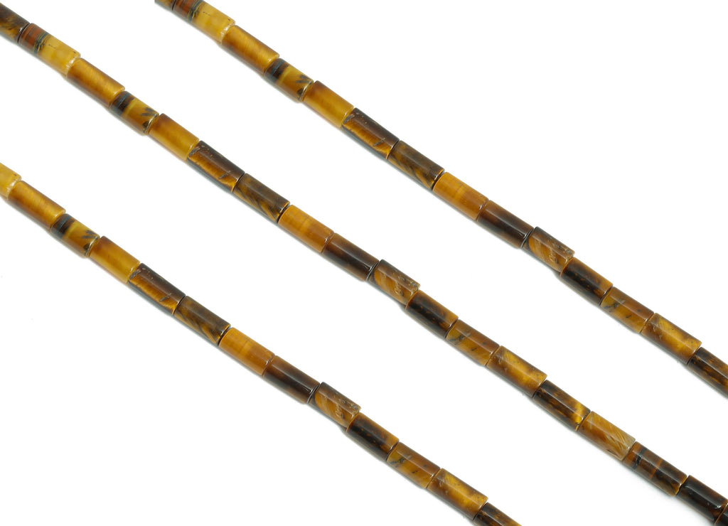 3x6mm Tigereye Natural Stone Bead - Cylinder Beads - Cylindrical Tube Bead - 15.35 inch /Strand - Beads for Crafts - Stone Making - NS2977 - DOMEDBAZAAR