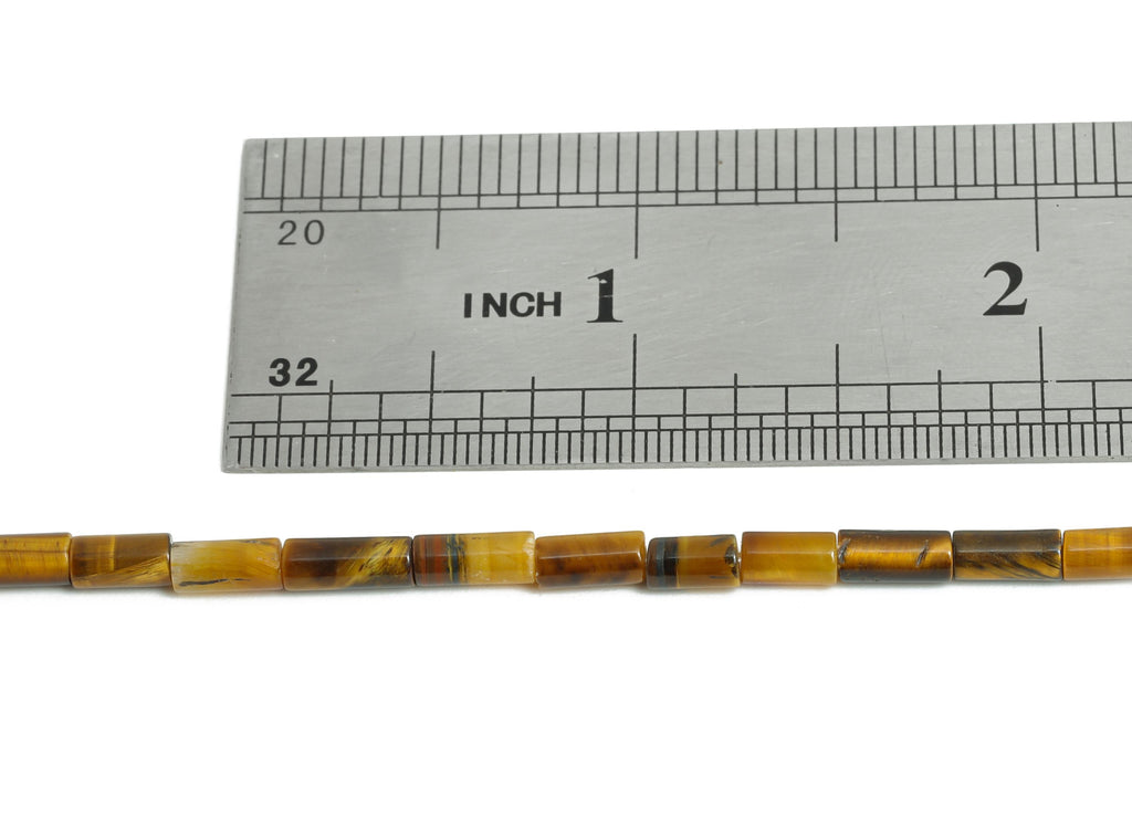 3x6mm Tigereye Natural Stone Bead - Cylinder Beads - Cylindrical Tube Bead - 15.35 inch /Strand - Beads for Crafts - Stone Making - NS2977 - DOMEDBAZAAR