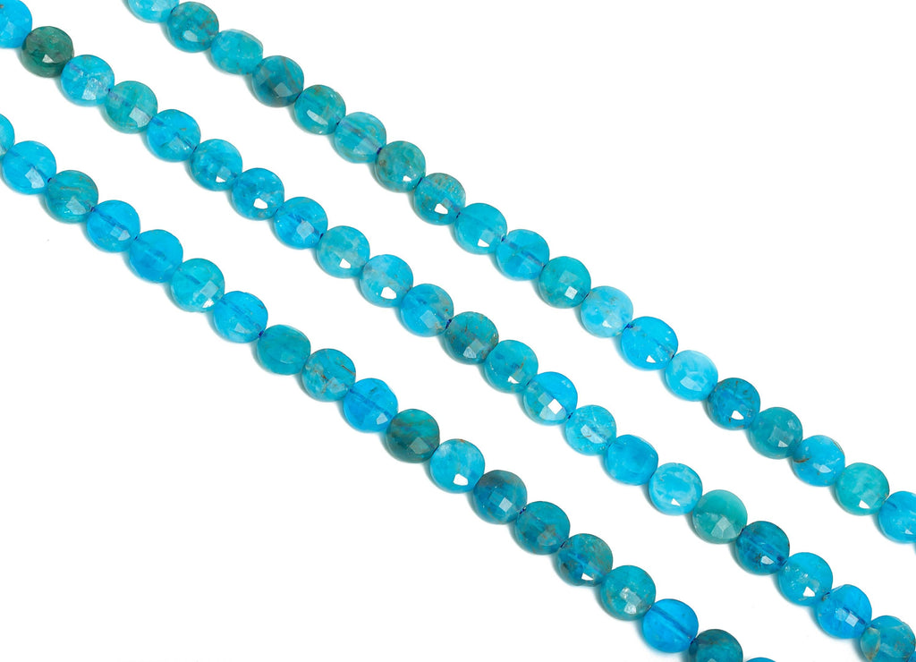 5mm Apatite Natural Stone Beads - Faceted Coin Round Apatite 16.5 inch /Strand - Gemstone Bead - Crafting Bead - Healing Stone Bead - NS2685 - DOMEDBAZAAR