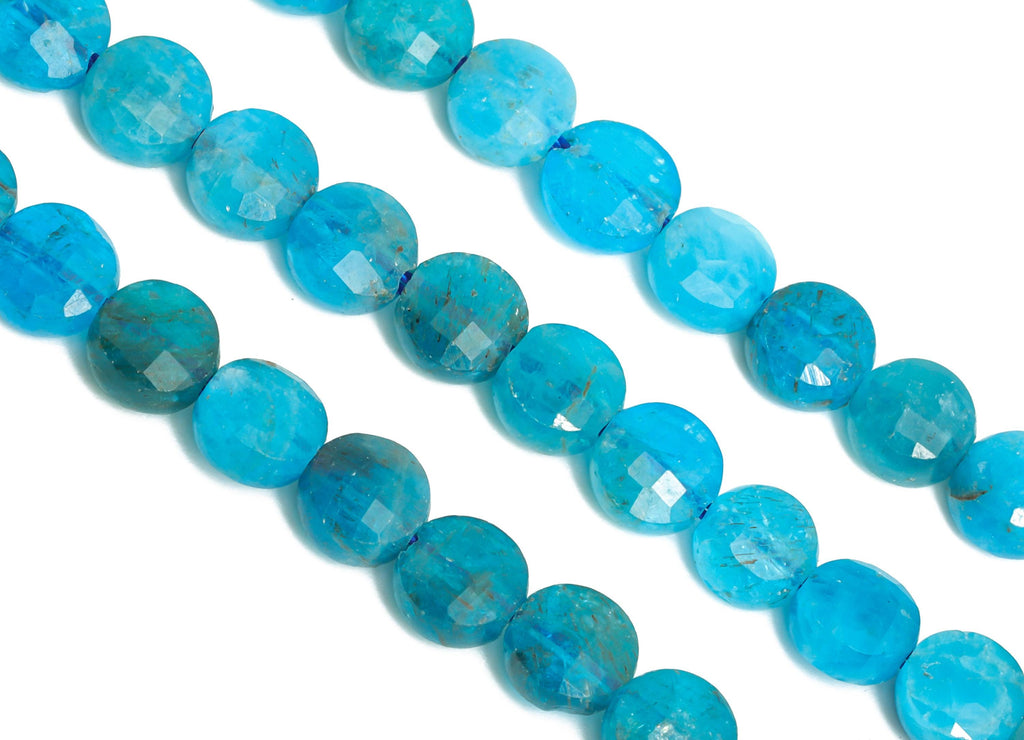5mm Apatite Natural Stone Beads - Faceted Coin Round Apatite 16.5 inch /Strand - Gemstone Bead - Crafting Bead - Healing Stone Bead - NS2685 - DOMEDBAZAAR