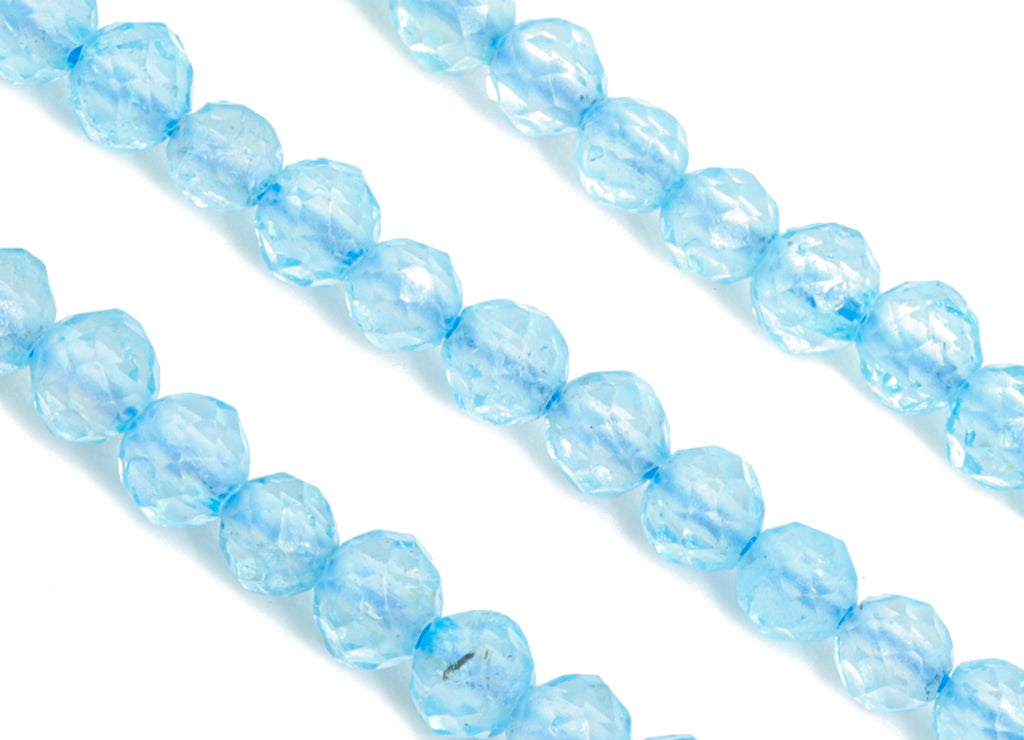 2mm Blue Topaz Natural Stone Beads - Faceted Cube Blue Topaz 15.5inch /Strand - High-Quality Gemstone Beads - Healing Stone Beads - NS2523 - DOMEDBAZAAR