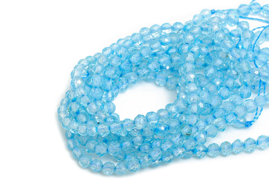 2mm Blue Topaz Natural Stone Beads - Faceted Cube Blue Topaz 15.5inch /Strand - High-Quality Gemstone Beads - Healing Stone Beads - NS2523 - DOMEDBAZAAR