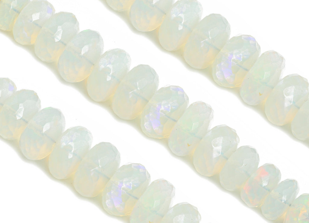 5.3mm to 8.4mm White Opal Natural Beads - Rondella Disc White Opal 16.5 inch /Strand - Crafting Gemstone Bead - Healing Stone Bead - NS2703 - DOMEDBAZAAR