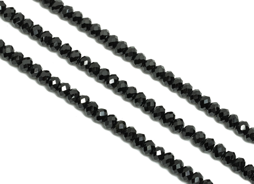 3x4mm Black Spinel Natural Stone Beads - Faceted Rondella Black Spinel Beads 15.5 inch /Strand - Handmade Stone Bead - Jewelry Making-NS2480 - DOMEDBAZAAR