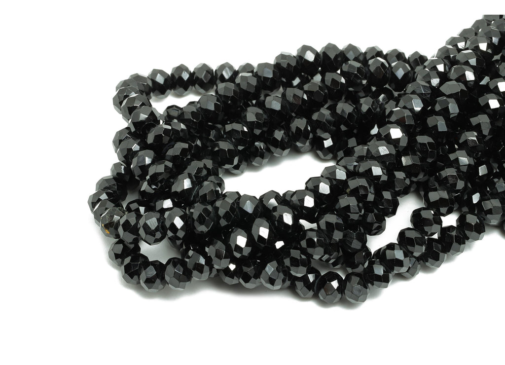 3x4mm Black Spinel Natural Stone Beads - Faceted Rondella Black Spinel Beads 15.5 inch /Strand - Handmade Stone Bead - Jewelry Making-NS2480 - DOMEDBAZAAR