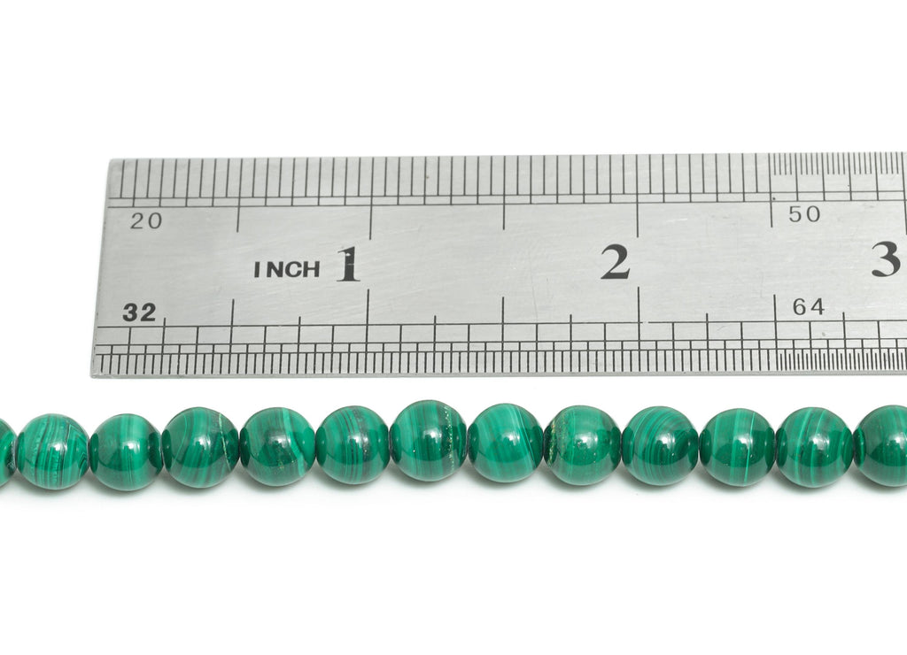 7mm Malachite Natural Stone Beads - Round Malachite 15.5 inch /Strand - Handmade Gemstone Bead - Crafting Bead - Smooth Stone Bead - NS2407 - DOMEDBAZAAR
