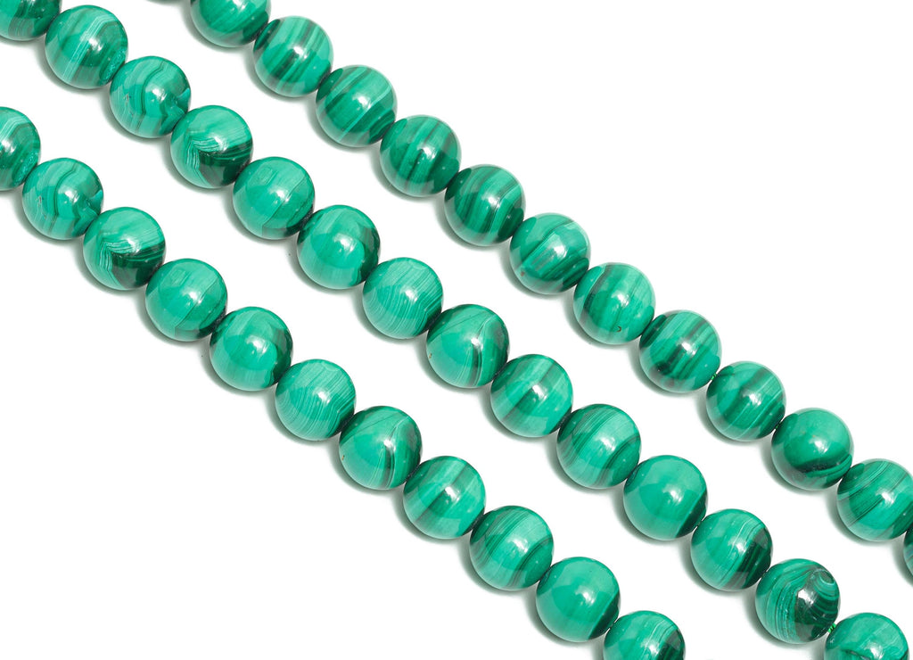8mm Malachite Natural Stone Beads - Smooth Round Malachite 15.5 inch /Strand - DIY Crafting Gemstone Beads - Healing Stone Beads - NS2408 - DOMEDBAZAAR