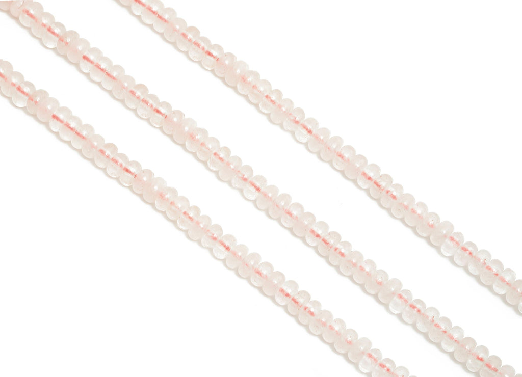 4x2mm Pink Quartz Natural Stone Beads - Smooth Rondella Rose Quartz 15 inch /Strand - DIY Crafting Gemstone Bead - Handmade Jewelry - NS2987 - DOMEDBAZAAR