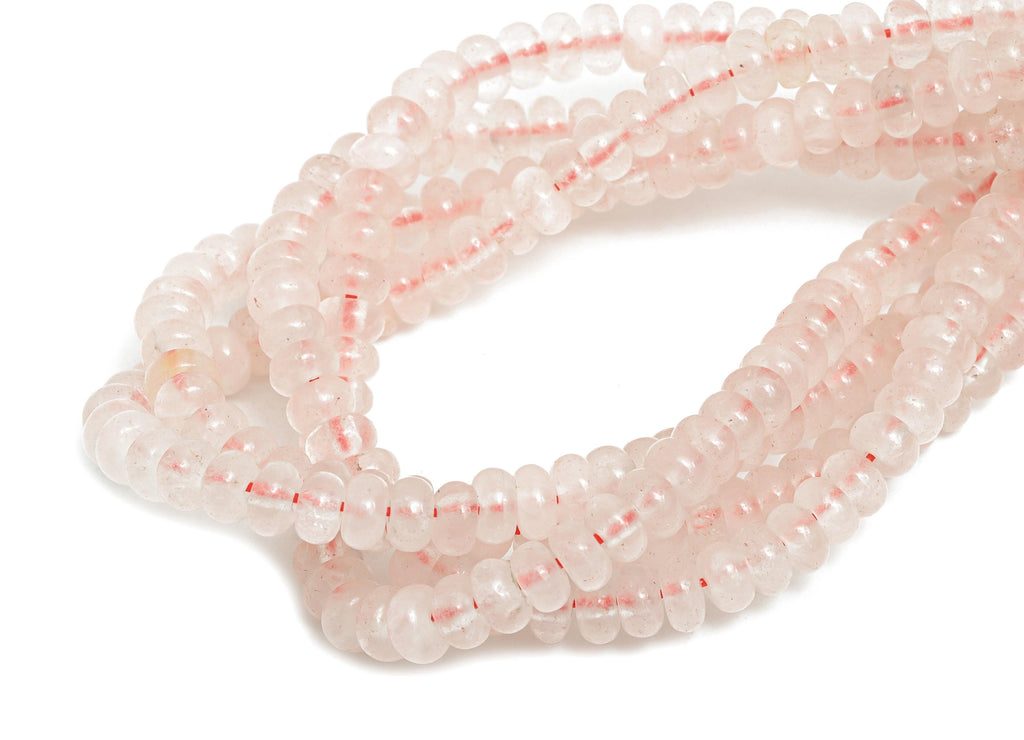 4x2mm Pink Quartz Natural Stone Beads - Smooth Rondella Rose Quartz 15 inch /Strand - DIY Crafting Gemstone Bead - Handmade Jewelry - NS2987 - DOMEDBAZAAR