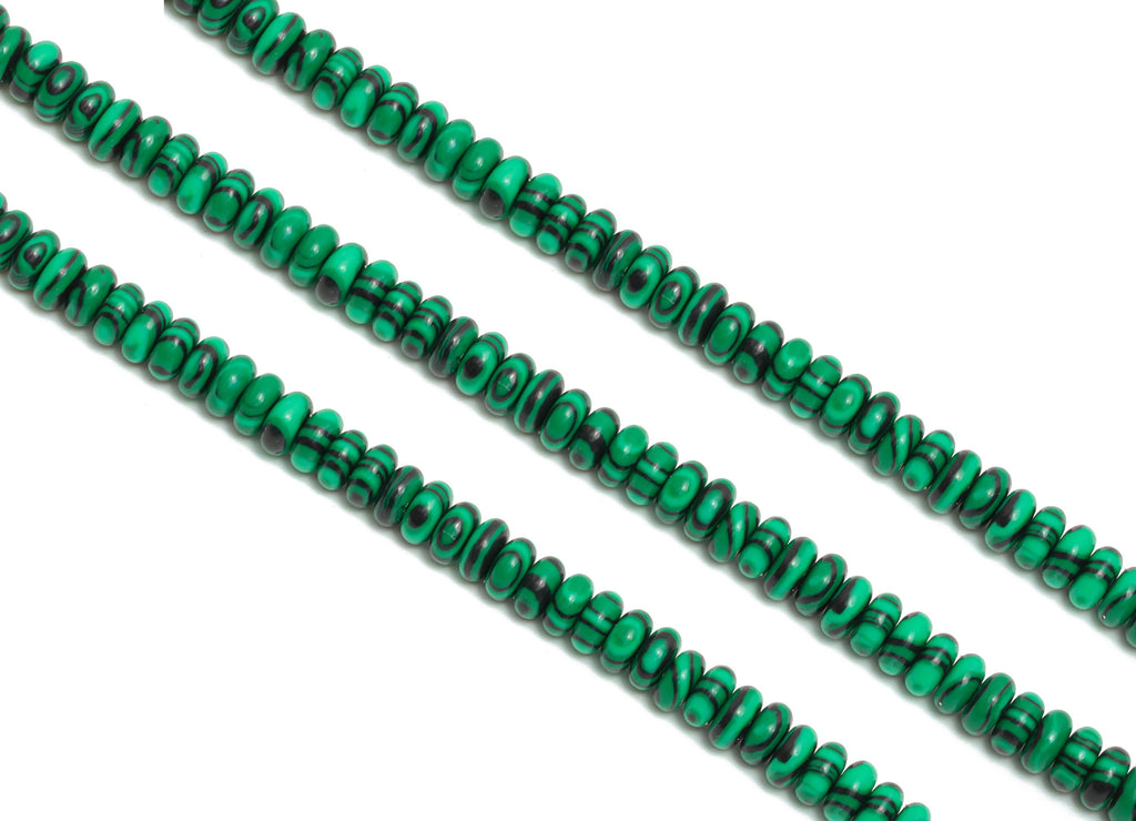 2x4mm Malachite Natural Stone Beads - Smooth Rondella Malachite 15 inch /Strand - Crafting Gemstone Beads - Healing Stone Beads - NS2993 - DOMEDBAZAAR