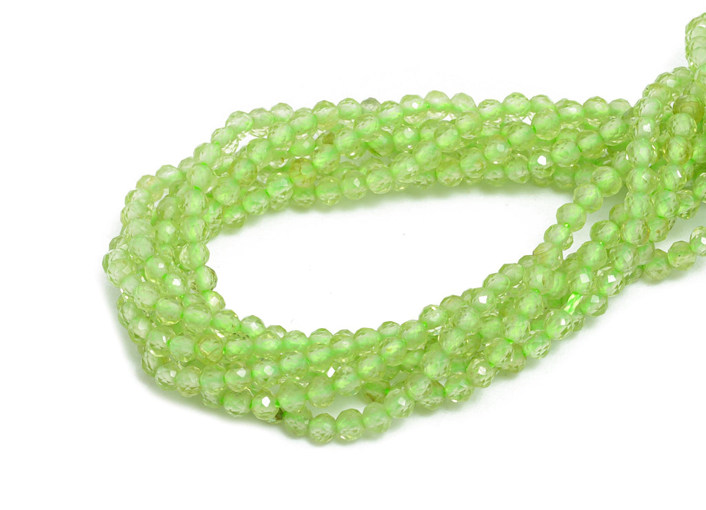 2x1.98mm Peridot Natural Stone Beads - Faceted Green Round Peridot  15.5 inch /Strand - High-Quality DIY Crafting Gemstone Beads -  NS2499 - DOMEDBAZAAR