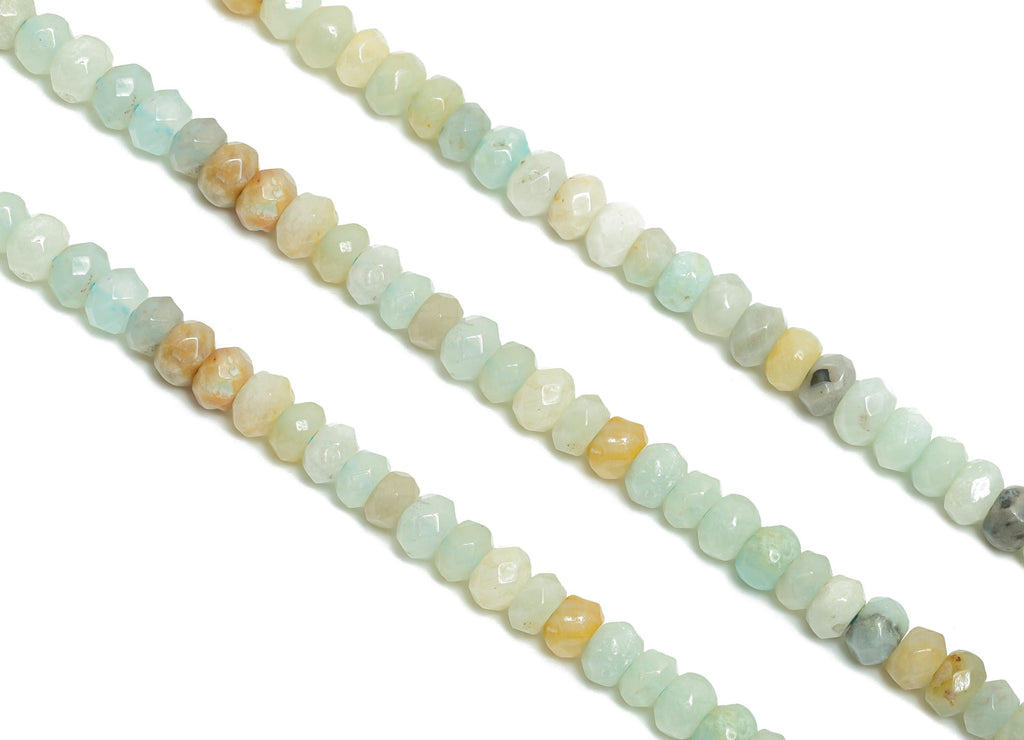 4x3mm Amazonite Natural Stone Beads - Faceted Rondella  14.56inch /Strand - DIY Crafting Gemstone Beads - Beading Craft Supplies - NS2980 - DOMEDBAZAAR