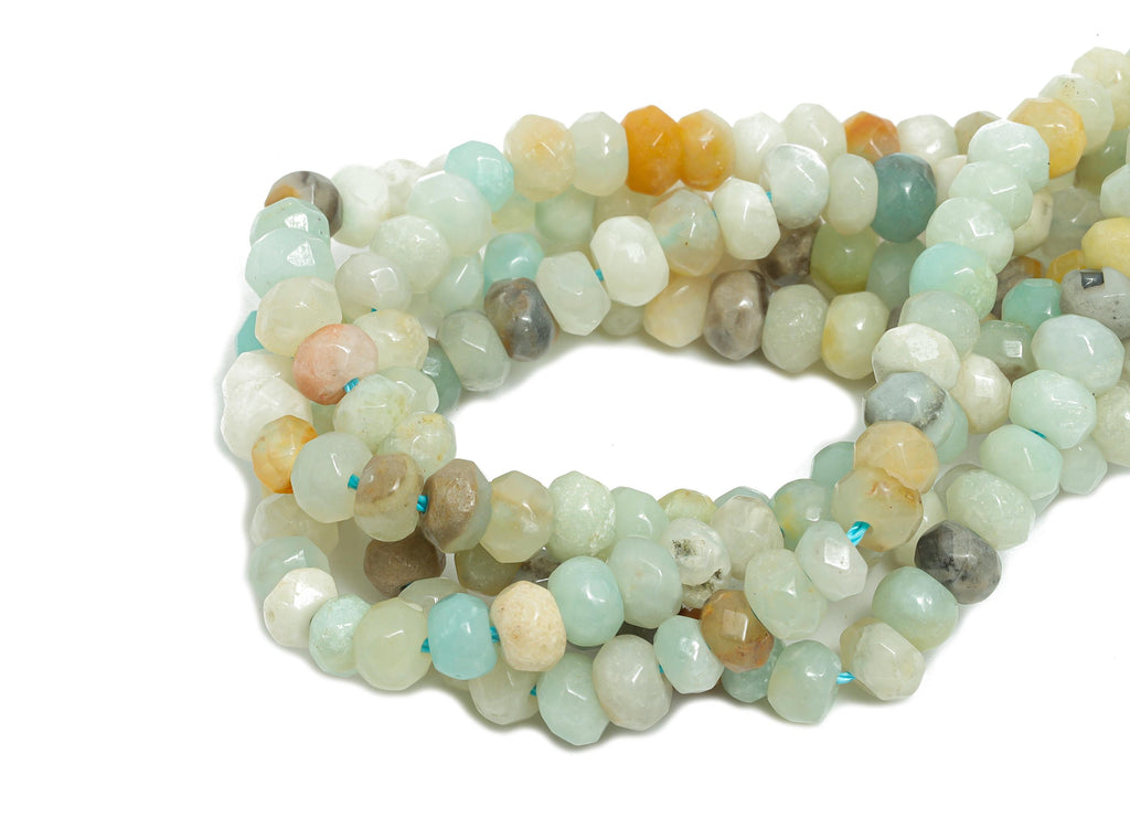 4x3mm Amazonite Natural Stone Beads - Faceted Rondella  14.56inch /Strand - DIY Crafting Gemstone Beads - Beading Craft Supplies - NS2980 - DOMEDBAZAAR