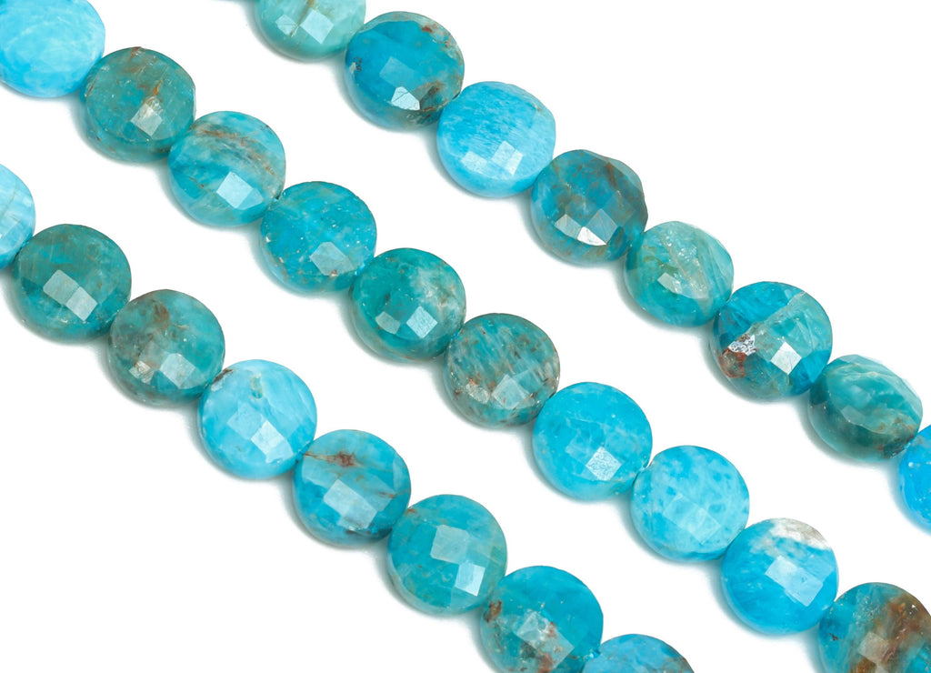 6mm Apatite Natural Stone Beads - Faceted Disc Round 16.5 inch /Strand/66pcs - Faceted DIY Crafting Beads - Bead Craft Supplies - NS2686 - DOMEDBAZAAR