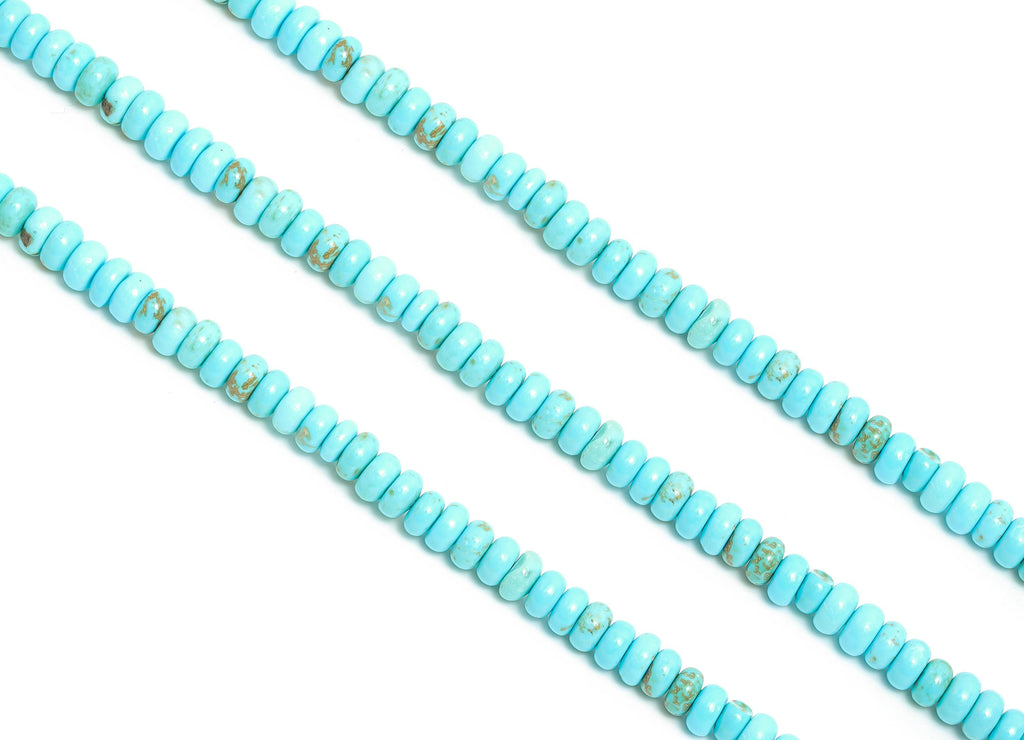 4X2mm Blue Turquoise Natural Stone Bead - Smooth Rondella 15 inch /Strand - DIY Crafting Gemstone Beads - Bead Craft Supplies - NS2992 - DOMEDBAZAAR
