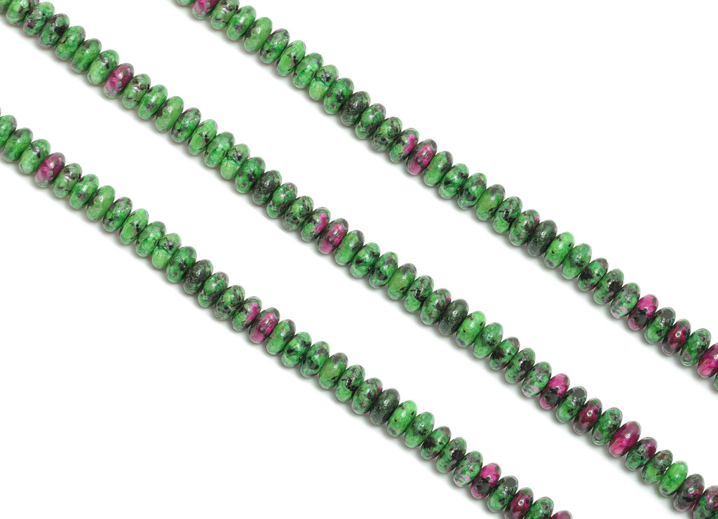 4x2mm Krasnyy Natural Stone Beads - Smooth Rondella 15 inch /Strand - Ruby Zoisite Gemstone Beads - Beading Craft Supplies - NS2994 - DOMEDBAZAAR