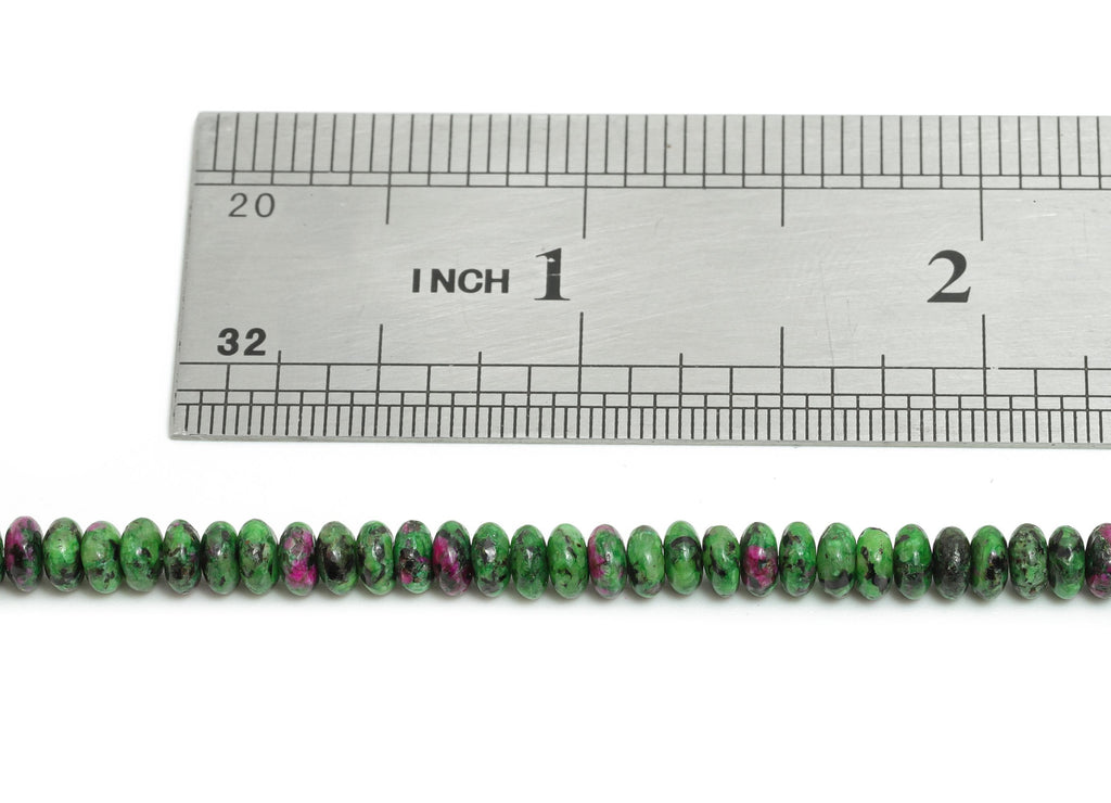 4x2mm Krasnyy Natural Stone Beads - Smooth Rondella 15 inch /Strand - Ruby Zoisite Gemstone Beads - Beading Craft Supplies - NS2994 - DOMEDBAZAAR