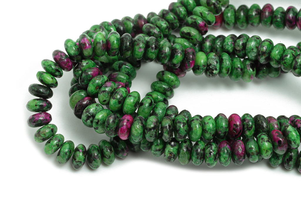 4x2mm Krasnyy Natural Stone Beads - Smooth Rondella 15 inch /Strand - Ruby Zoisite Gemstone Beads - Beading Craft Supplies - NS2994 - DOMEDBAZAAR
