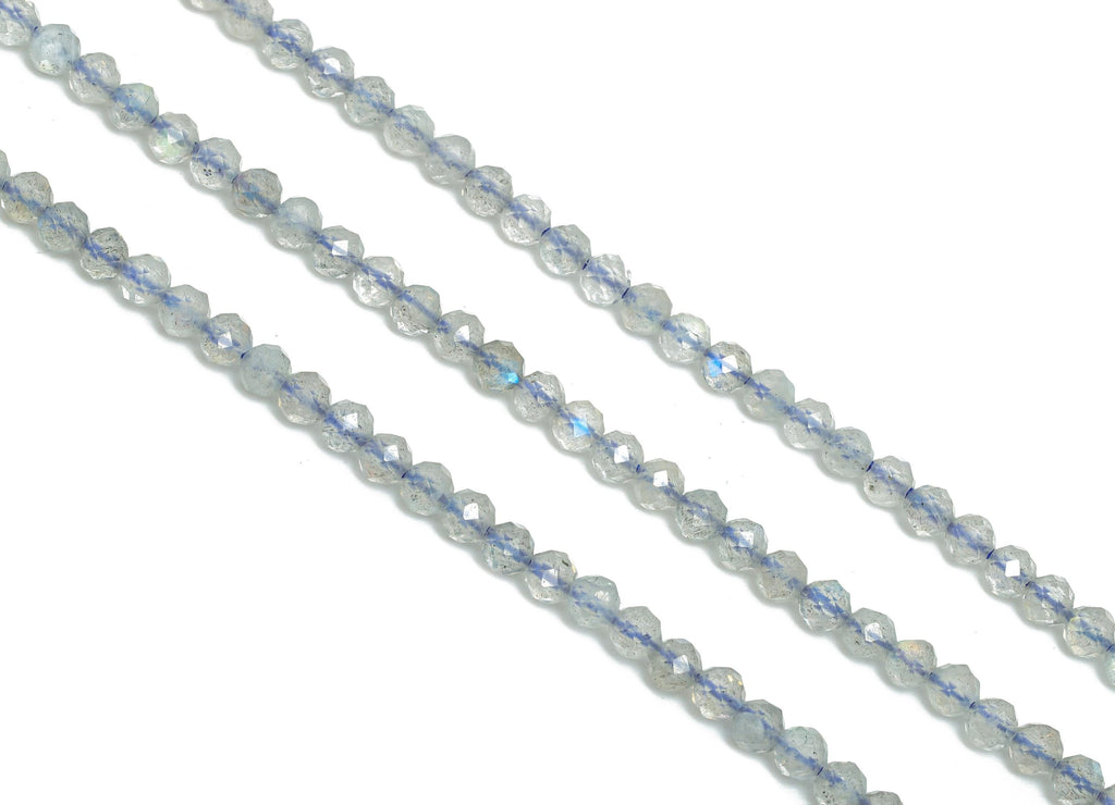 3mm Labradorite Natural Stone Beads - Faceted Round Labradorite 15.5 inch /Strand - DIY Crafting Gemstone Bead - Bead Craft Making - NS2959 - DOMEDBAZAAR