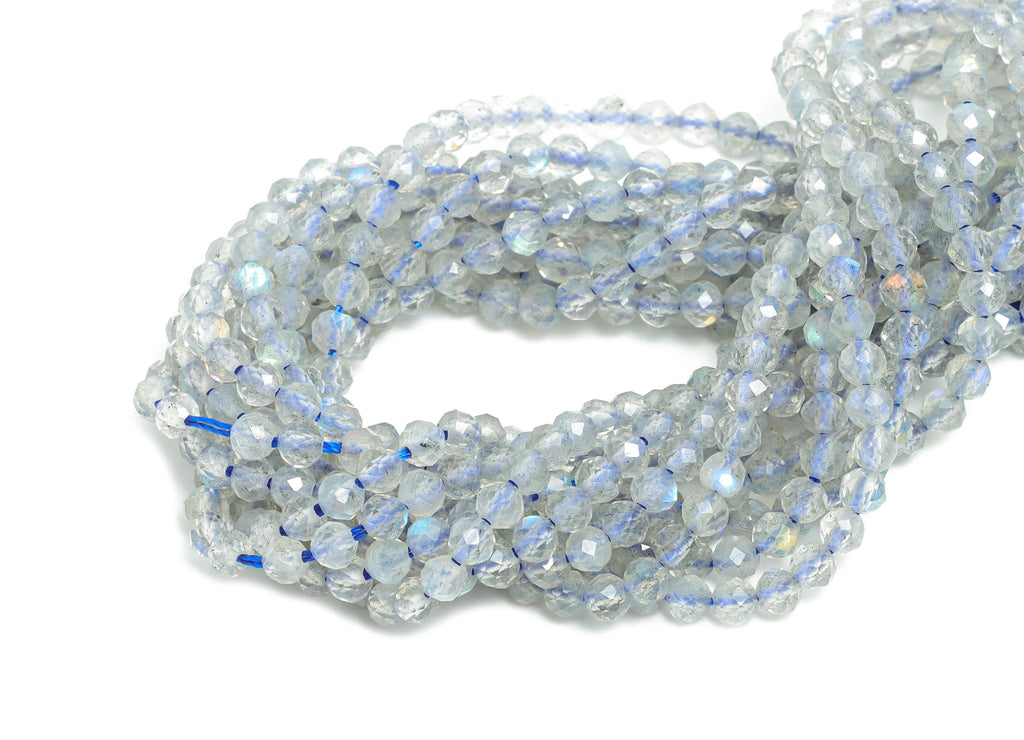 3mm Labradorite Natural Stone Beads - Faceted Round Labradorite 15.5 inch /Strand - DIY Crafting Gemstone Bead - Bead Craft Making - NS2959 - DOMEDBAZAAR