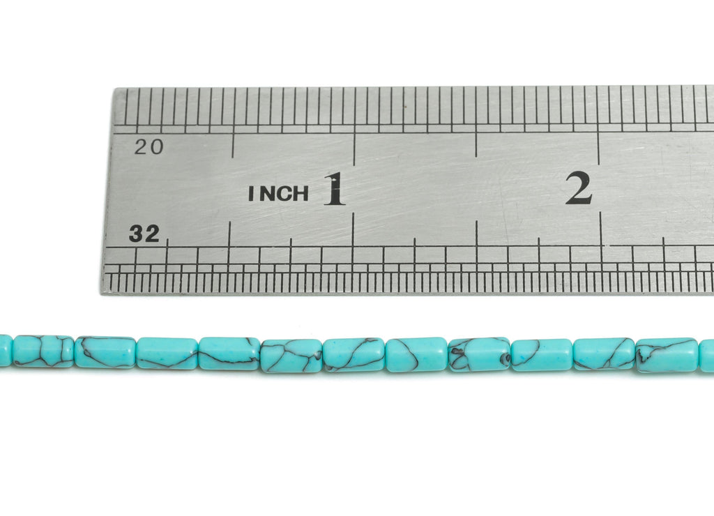 6x3mm Blue Turquoise Natural Stone Beads - Cylinder Blue Turquoise Stone 15.35 Inch/Strand - Cylinder Tube Bead - DIY Craft Making - NS2974 - DOMEDBAZAAR