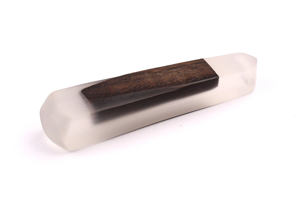 Wood Resin Pendant - Natural Monzo Wooden Charms - White Epoxy Resin Necklace - Jewelry Supplies - Wooden Beads - 73x15x12mm - BB1003W - DOMEDBAZAAR