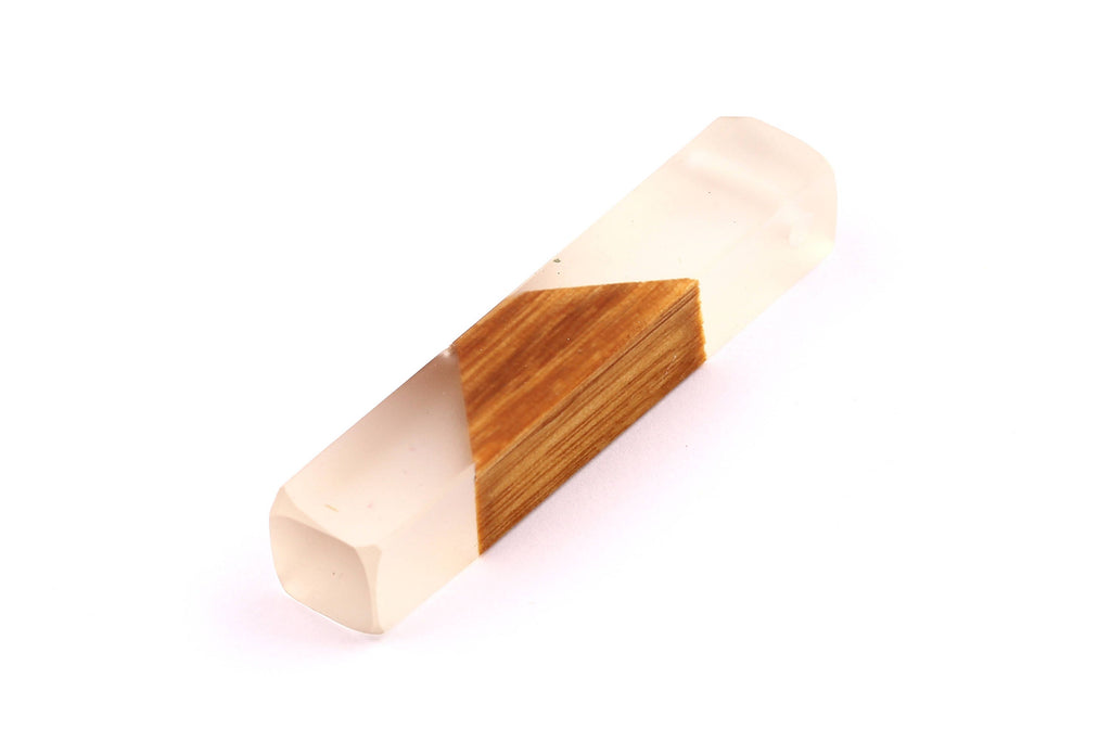 Wood Resin Pendant - Natural Mahogany Wooden Charms - White Epoxy Resin Necklace - Jewelry Supplies - Wooden Beads - 60x10x11mm - BB1017MW - DOMEDBAZAAR