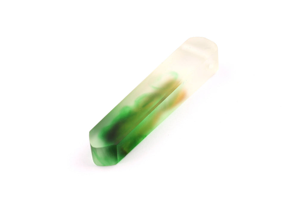 Wood Resin Pendant - Natural Crude Wooden Charms - Green & White Epoxy Resin Necklace - Jewelry Supplies - Beads - 60x10x11mm - BB1020G - DOMEDBAZAAR