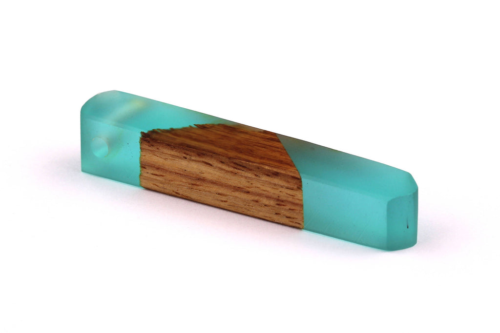 Wood Resin Pendant - Natural Mahogany Wooden Charms - Blue Epoxy Resin Necklace - Jewelry Supplies - Wooden Beads - 60x10x11mm - BB1018MB - DOMEDBAZAAR