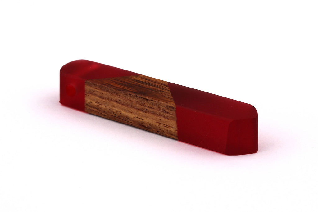 Wood Resin Pendant - Natural Mahogany Wooden Charms - Red Epoxy Resin Necklace - Jewelry Supplies - Wooden Beads - 60x10x11mm - BB1018MR - DOMEDBAZAAR