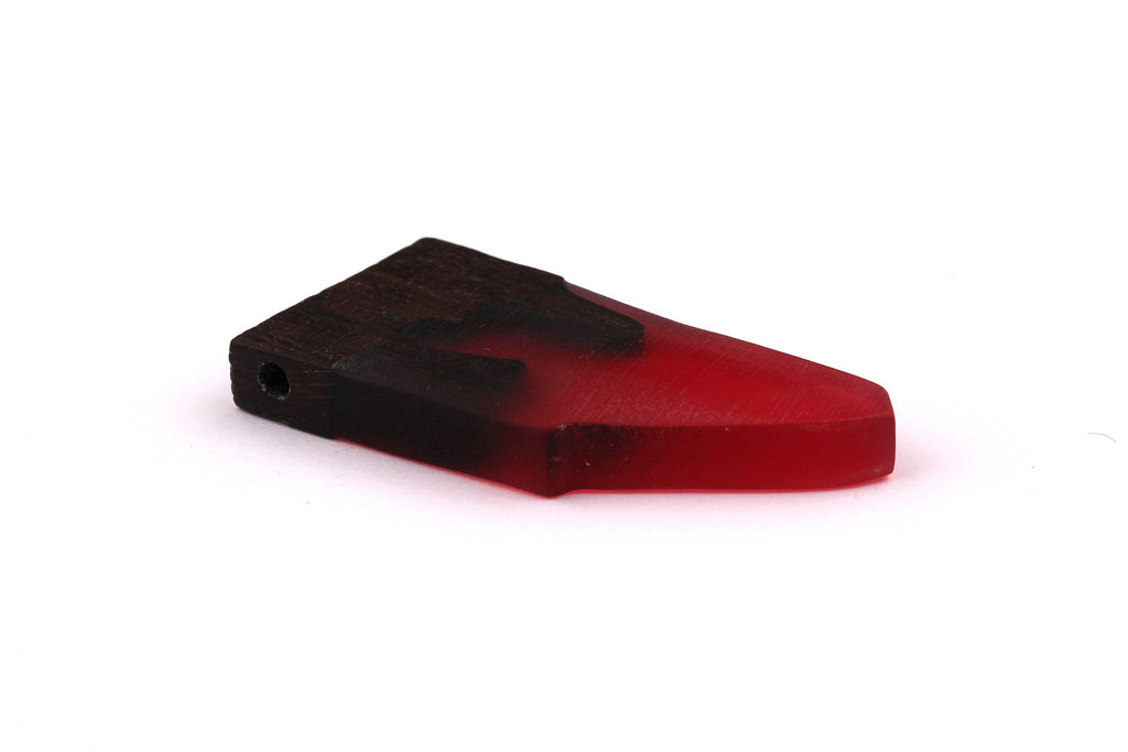 Wood Resin Pendant - Natural Monzo Wooden Charms - Red Epoxy Resin Necklace - Jewelry Supplies - Wooden Beads - 50x23x6mm - BB1004R - DOMEDBAZAAR