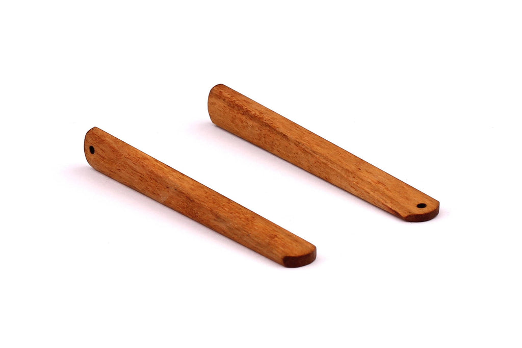 Wood Earring Charms - Hammered Long Bar Shaped - Natural Wooden Charms for Necklace and Earrings - Wooden Beads - 65x7x3mm - BB1034W - DOMEDBAZAAR