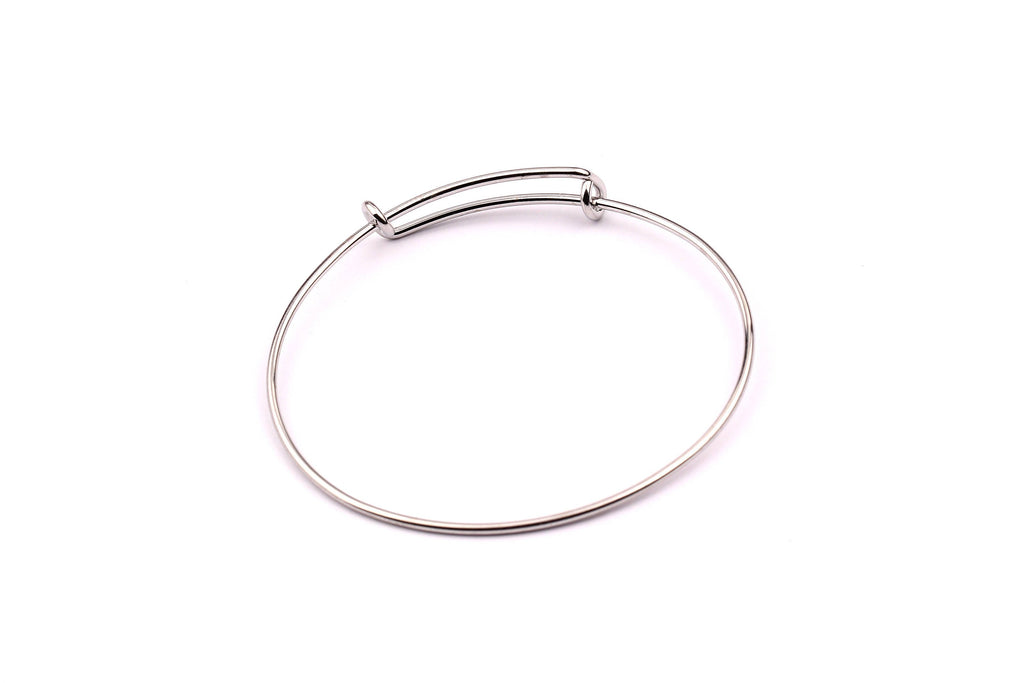 Adjustable Bangle Bracelet - Stainless Steel Bracelet - One  Loop - Expandable Wire Bangle For Charms - Jewelry Supplies - 65x1.6mm - SS1001 - DOMEDBAZAAR