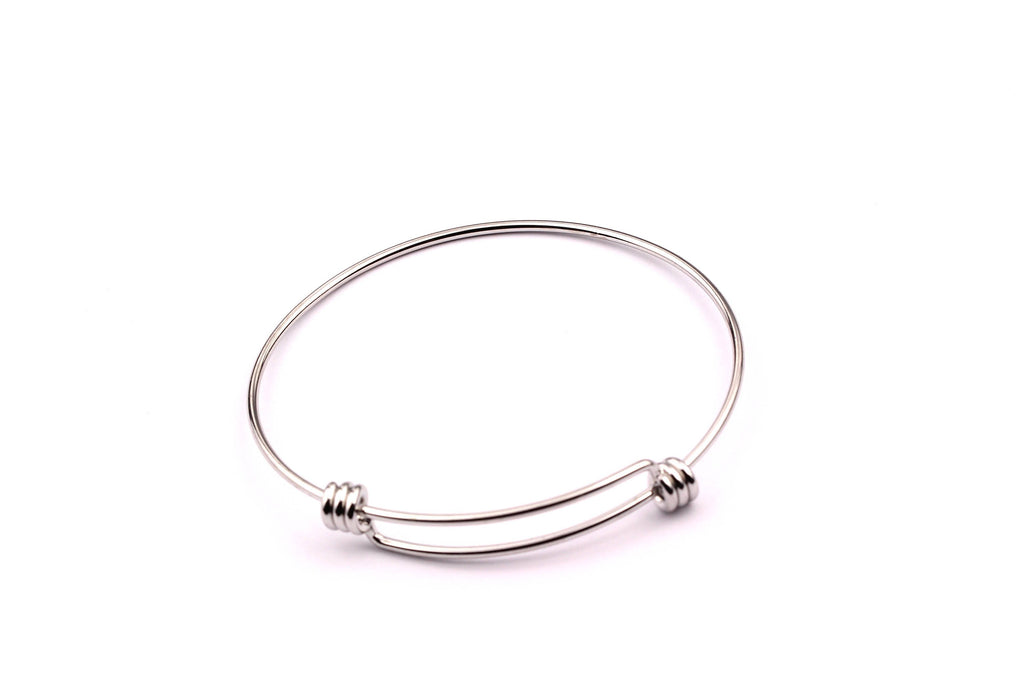Adjustable Bangle Bracelet - Stainless Steel Bracelet - 3 Loops - Expandable Wire Bangle For Charms - Jewelry Supplies - 70x1.6mm - SS1003 - DOMEDBAZAAR