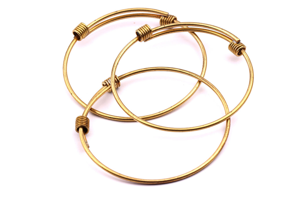 Adjustable Bangle Bracelet - Raw Brass Bracelet - Six Loops - Expandable Wire Bangle For Charms - Jewelry Supplies - 63x2mm - PP1003 - DOMEDBAZAAR