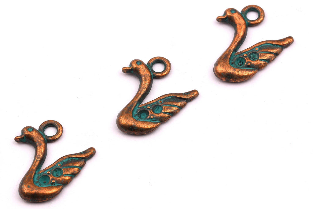 Faux Patina Pendant - Goose Shaped - Alloy Charms - Antique Bronze Tone Necklace - Zinc Alloy Beads - Jewelry Supplies - 19x10x1.5mm ZZ1004 - DOMEDBAZAAR