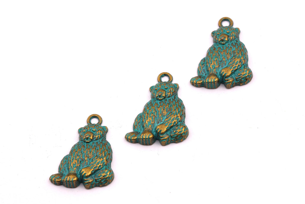 Faux Patina Pendant - Bear Shaped - Alloy Charms - Antique Bronze Tone Necklace - Zinc Alloy Beads - Jewelry Supplies - 25x15x2mm ZZ1006 - DOMEDBAZAAR