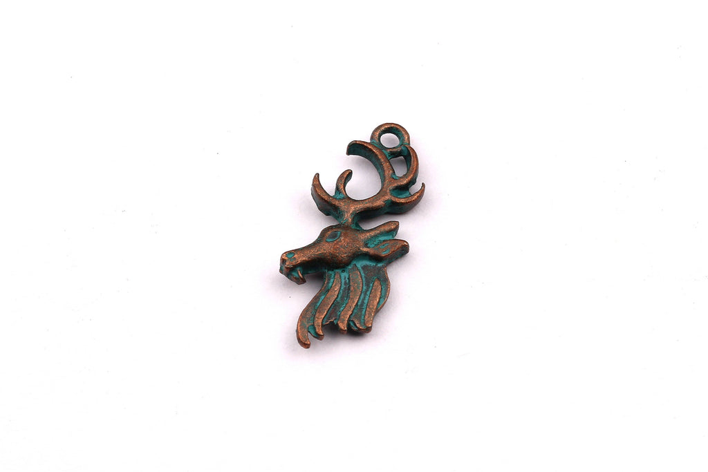 Faux Patina Pendant - Deer Shaped - Alloy Charms - Antique Bronze Tone Necklace - Zinc Alloy Beads - Jewelry Supplies - 24x7x3mm ZZ1013 - DOMEDBAZAAR
