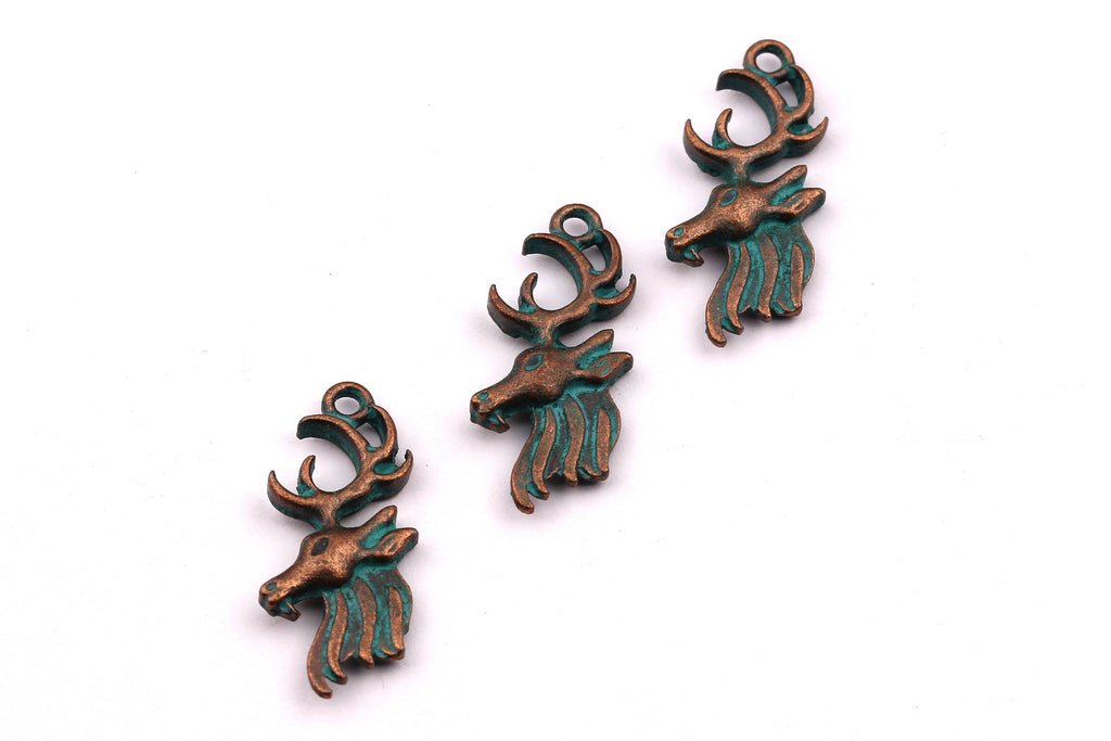 Faux Patina Pendant - Deer Shaped - Alloy Charms - Antique Bronze Tone Necklace - Zinc Alloy Beads - Jewelry Supplies - 24x7x3mm ZZ1013 - DOMEDBAZAAR