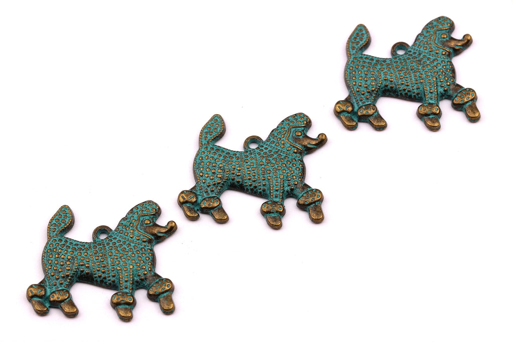 Faux Patina Pendant - Dog Shaped - Alloy Charms - Antique Bronze Tone Necklace - Zinc Alloy Beads - Jewelry Supplies - 28x30x2.5mm ZZ1022 - DOMEDBAZAAR