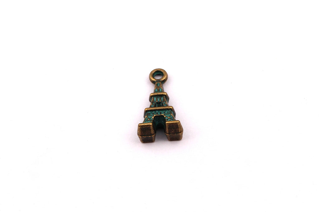 Faux Patina Pendant - Eiffel Shaped - Alloy Charms - Antique Bronze Tone Necklace - Zinc Alloy Beads - Jewelry Supplies - 15x8x4.5mm ZZ1028 - DOMEDBAZAAR