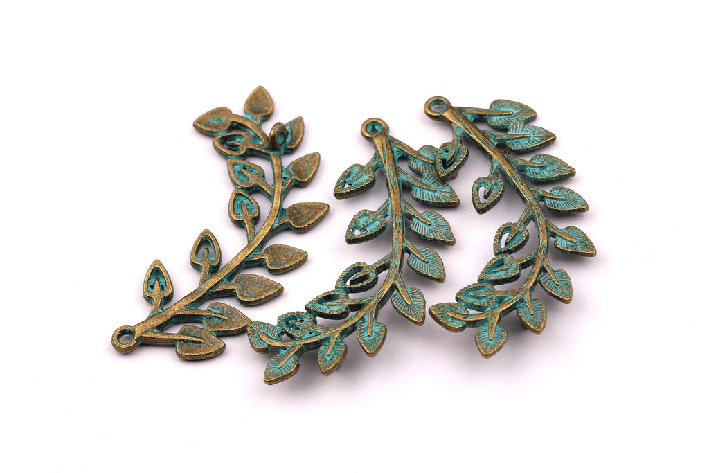 Faux Patina Pendant - Bough Shaped - Alloy Charms - Antique Bronze Tone Necklace - Zinc Alloy Beads - Jewelry Supplies - 43x25x2mm ZZ1056 - DOMEDBAZAAR