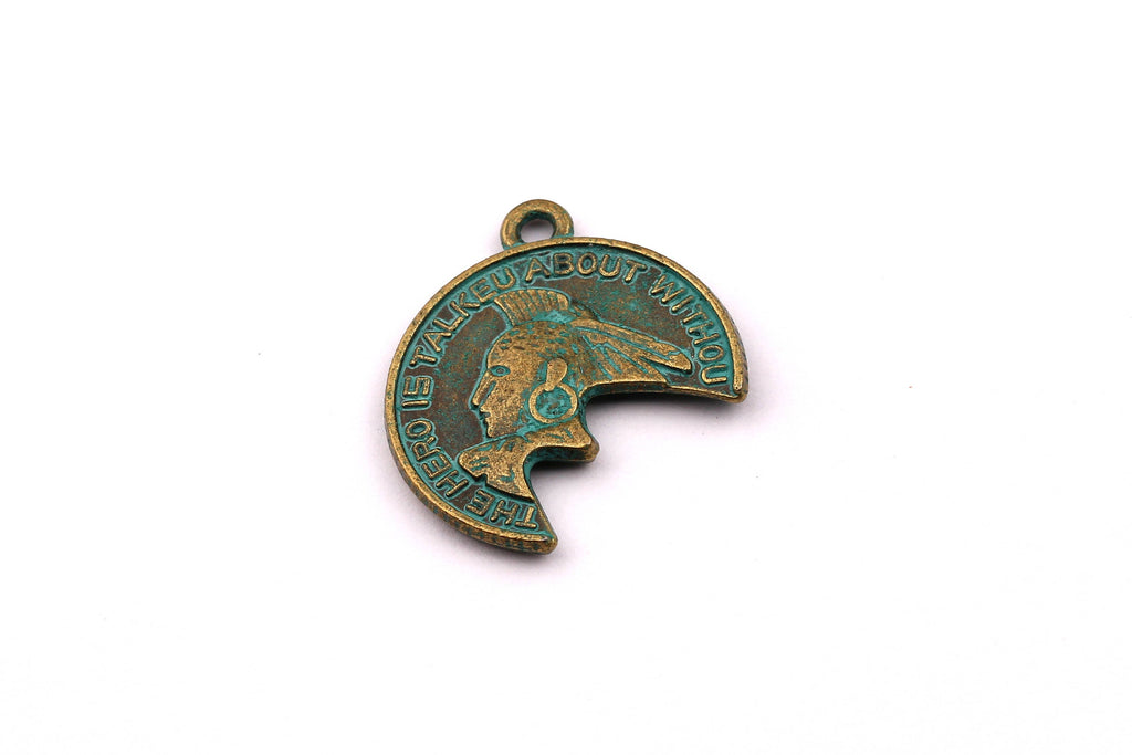 Faux Patina Pendant - Break Shaped - Alloy Charms - Antique Bronze Tone Necklace - Zinc Alloy Beads - The Hero Pendant - 24x2mm ZZ1060 - DOMEDBAZAAR